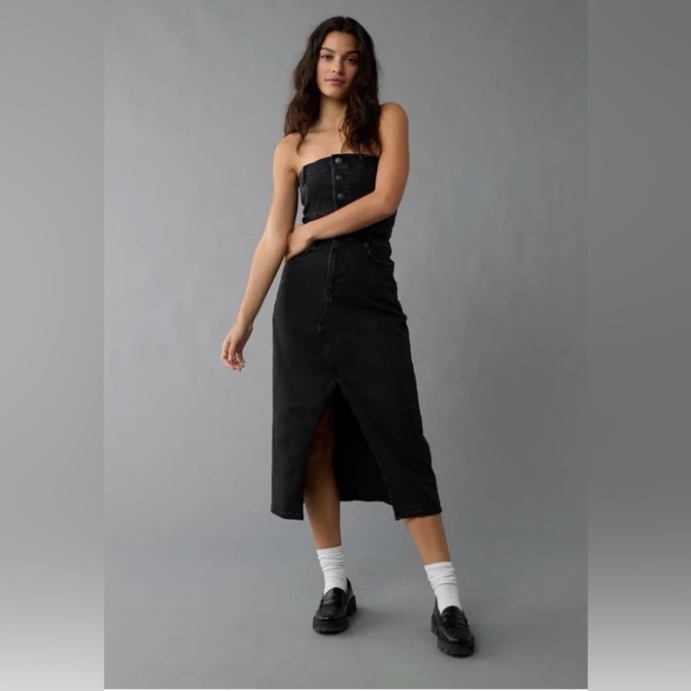 AE Denim Tube Top Midi Dress